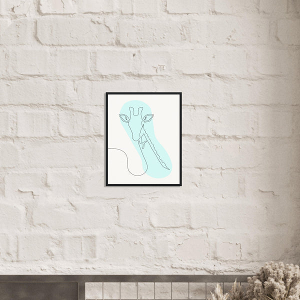 Framed Tranquility - Giraffe Line Art - - Wooden Framed Posters