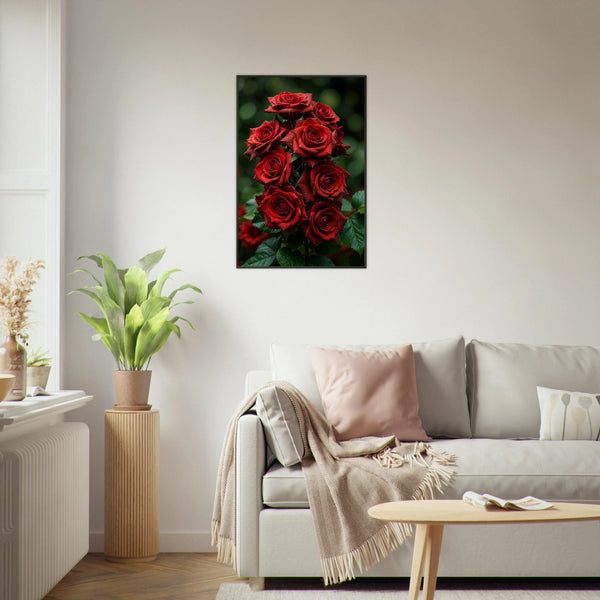 Crimson Cascade - A Bouquet of Timeless Romance - 60x90 cm 24x36″ - Metal Framed Posters