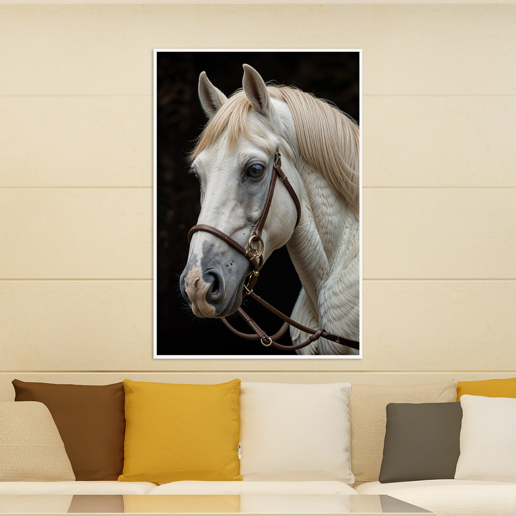 Majestic White Stallion - 24x36 - Framed Posters