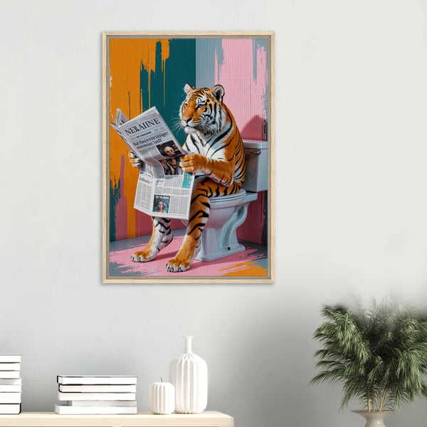 Gift Humor – Pop Art Tiger Framed Canvas - Wood frame - Canvas