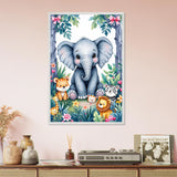 Nursery Gift – Jungle Friends Poster - White frame - Wooden Framed Posters