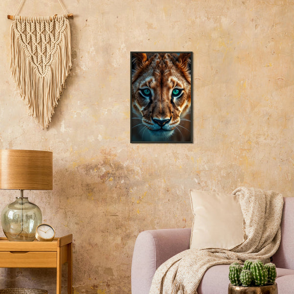 Soulful Stare - Big Cat Portrait, A Window to Wilderness - 40x60 cm 16x24″ - Metal Framed Posters