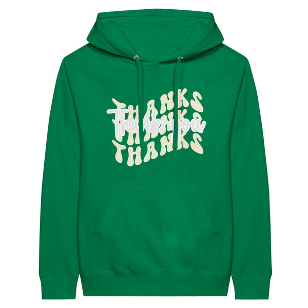 Gratitude in Threads - Premium Thanksgiving Typography Hoodie - Kelly - Hoodies