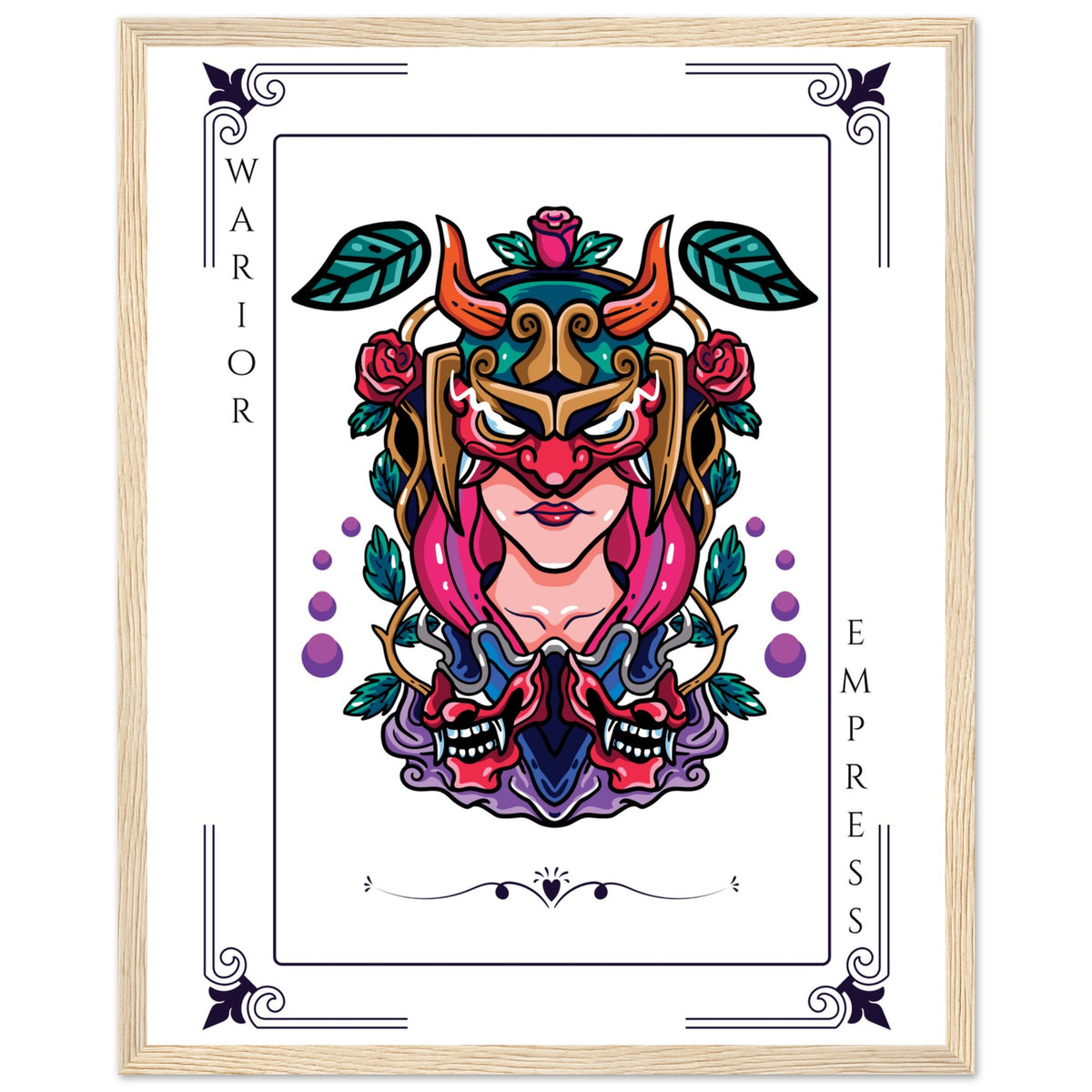 Artistry Unleashed - Warrior, Sacred Bull, and Tiger Spirit - 40x50 cm 16x20″ Wood frame Warior Empress - Wooden Framed Posters