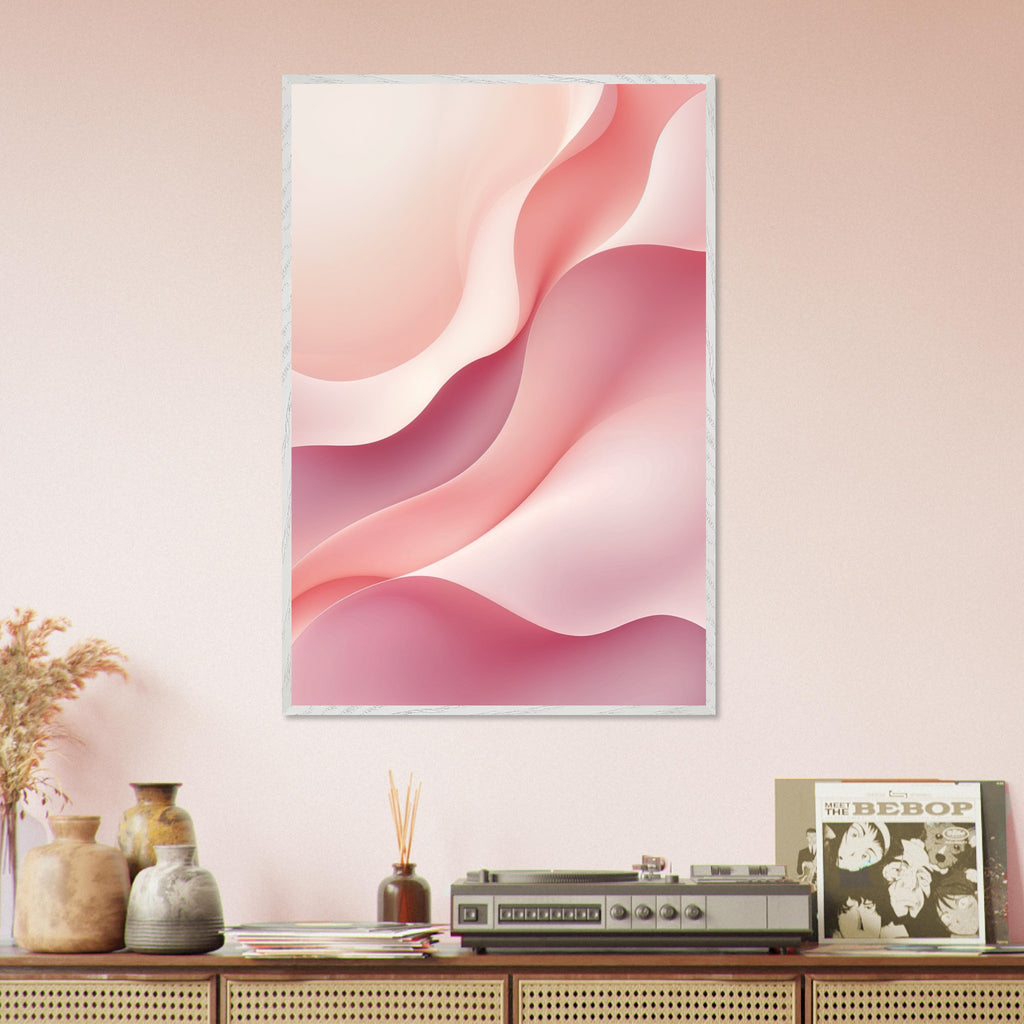 Flowing Harmony - Subtle Pink Hues Wall Art - White frame - Framed Posters