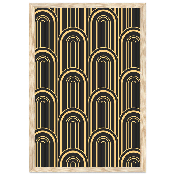 Timeless Elegance - Black and Gold Art Deco Masterpiece - 30x45 cm 12x18″ Wood frame - Framed Posters