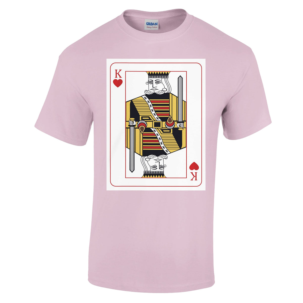 Playing Cards- K- Heavyweight Unisex Crewneck T-shirt - Light Pink M Hearts - Print Material