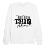 Patience in Bold Print - Thick Thighs, Thin Design - White - Sweatshirt