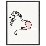 Majestic Serenity - Lion Line Art Poster - 45x60 cm 18x24″ Black frame - Wooden Framed Posters