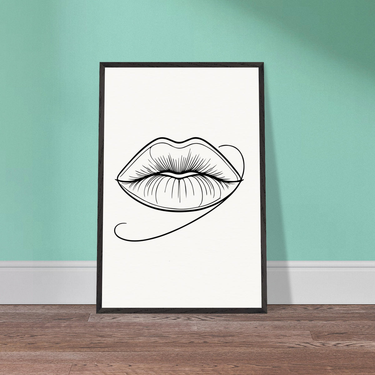 Natural Beauty - Framed Lips Artwork on Matte Paper - - Wooden Framed Posters