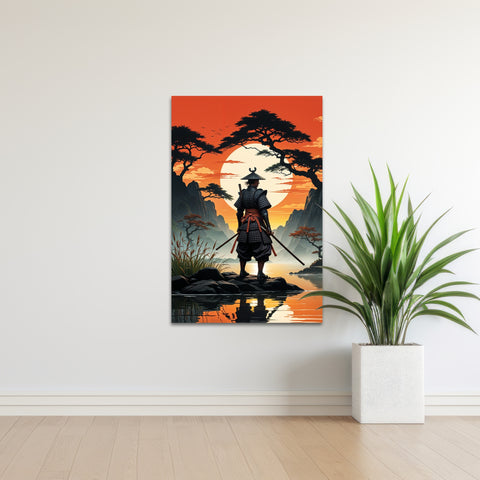 Image of Samurai at Sunset - A Warrior’s Reflection