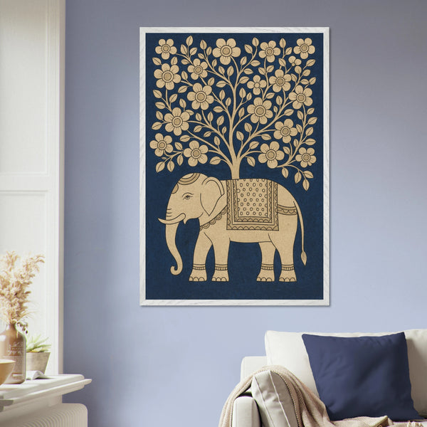 Traditional Elephant Art Print – Heritage Frame Gift - - Wooden Framed Posters