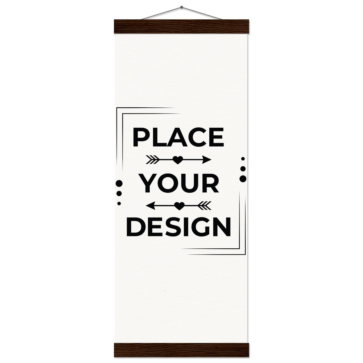 Elevate Your Space - Customizable Premium Matte Paper Poster with Hanger - 20x50 cm 8x20″ Dark wood wall hanger - Wooden Framed Posters