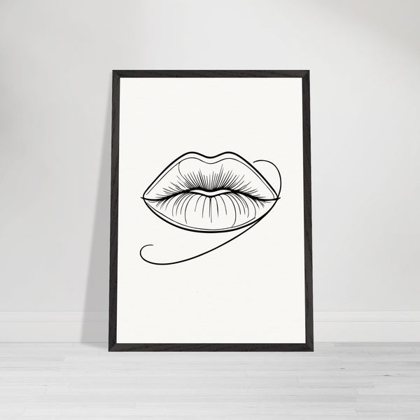 Natural Beauty - Framed Lips Artwork on Matte Paper - 50x70 cm 20x28″ Black frame - Wooden Framed Posters