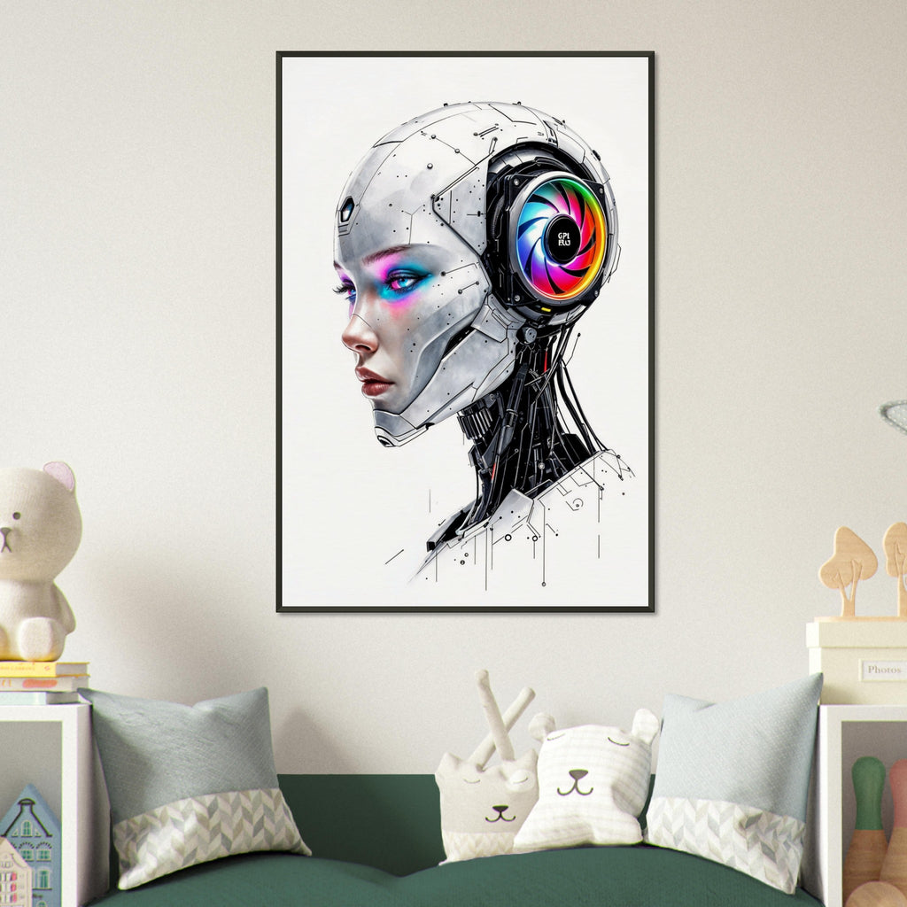 Symphony of Circuits - A Futuristic Portrait - 60x90 cm 24x36″ - Framed Posters