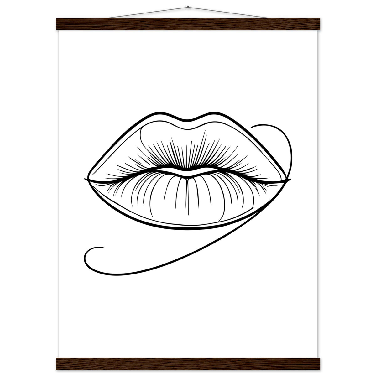 Lips of Expression - Minimalist Art on Premium Poster - 45x60 cm 18x24″ Dark wood wall hanger - Posters With Hanger