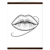 Lips of Expression - Minimalist Art on Premium Poster - 45x60 cm 18x24″ Dark wood wall hanger - Posters With Hanger