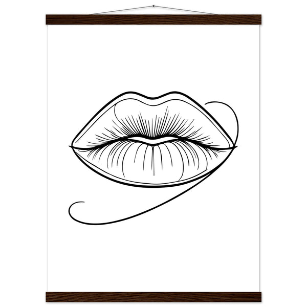 Lips of Expression - Minimalist Art on Premium Poster - 45x60 cm 18x24″ Dark wood wall hanger - Posters With Hanger