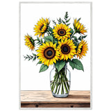 Golden Blooms - Sunflower Bouquet Wall Art - - Framed Posters