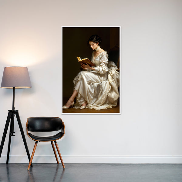 Graceful Reflection - Lady with a Book - - Framed Posters