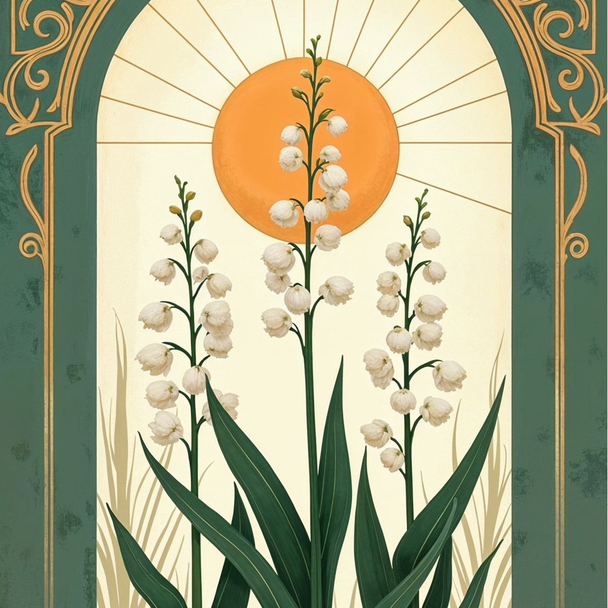 Floral Harmony in Golden Glow - - Framed Posters