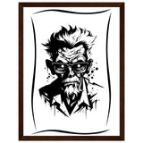 Edgy Artistry - Black and White Character - 30x40 cm 12x16″ Dark wood frame - Wooden Framed Posters