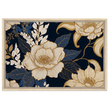 Golden Blooms - Floral Elegance on Dark Canvas - 60x90 cm 24x36″ - Framed Canvas