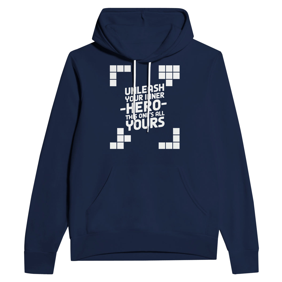 Pixelated Heart Hoodie – A Nostalgic Tribute for Game Lovers - Navy - Hoodies