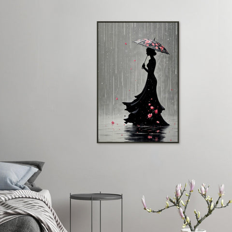 Image of Elegance in the Rain - A Floral Silhouette
