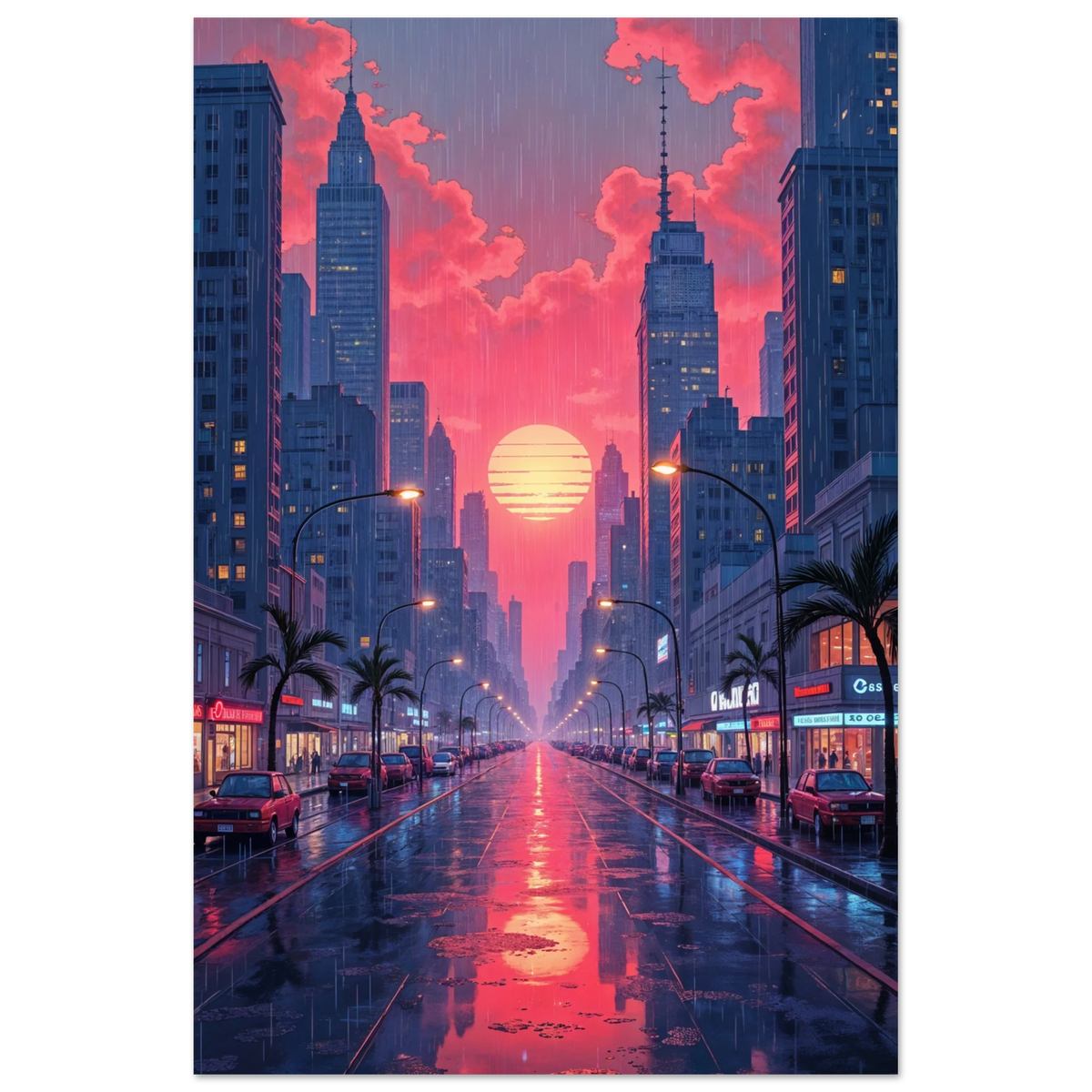 Rain in Neon – Fine Art Poster for Him/Her - - Posters