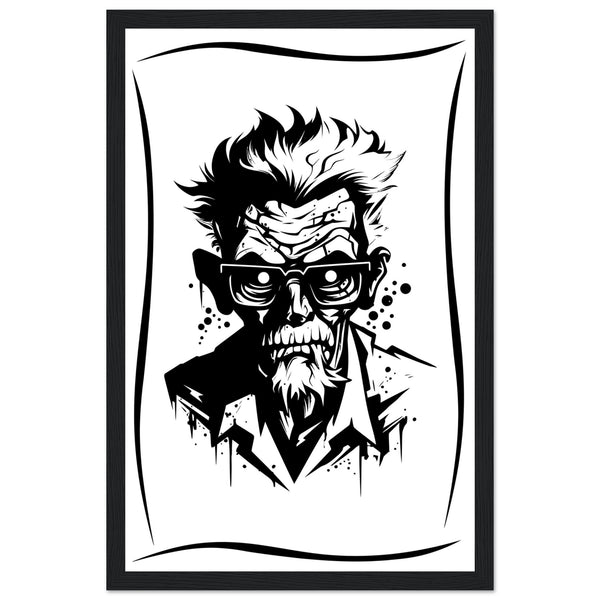 Edgy Artistry - Black and White Character - 28x43 cm XL (11x17″) Black frame - Wooden Framed Posters