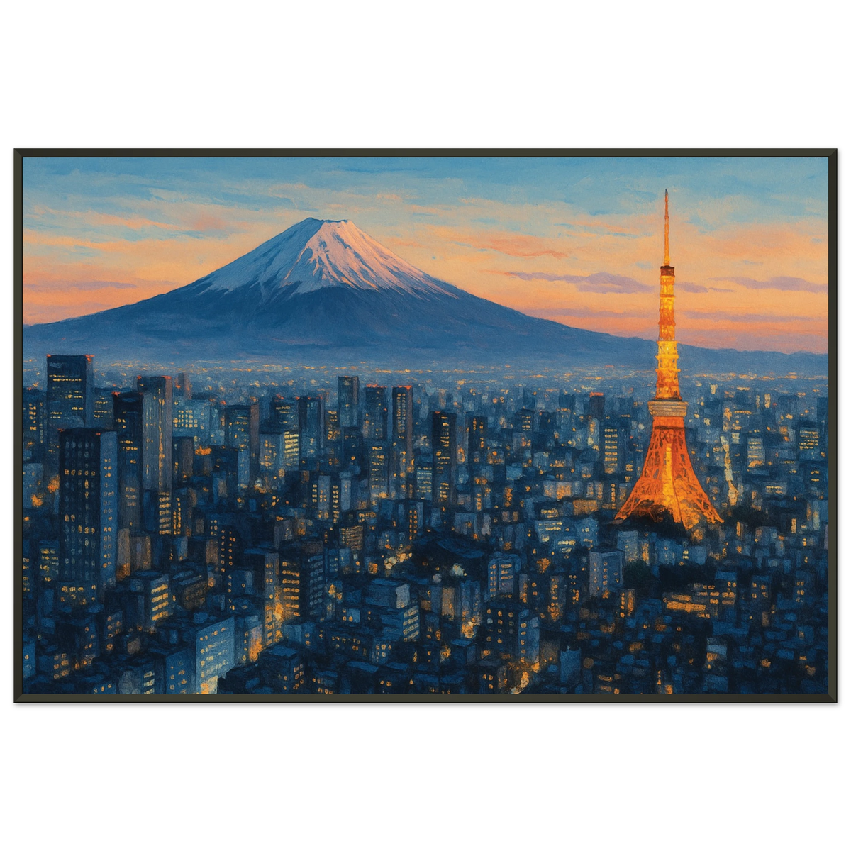 AI Masterpiece Metal Framed Poster – Tokyo Skyline Gift - - Metal Framed Posters