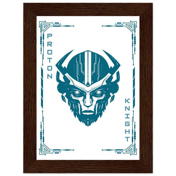 Transform Your Space - "Proton, Neural, Quantum Knights" Poster Set - 13x18 cm 5x7″ Dark wood frame Proton Knight - Wooden Framed Posters