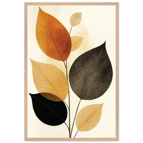Golden Leaves Harmony – Wooden Framed Poster Gift - Wood frame - Wooden Framed Posters