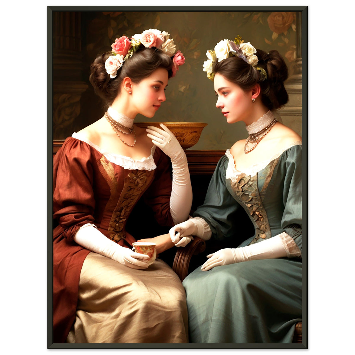 Regal Reflections - Victorian Tea Time - 60x80 cm 24x32″ - Metal Framed Posters