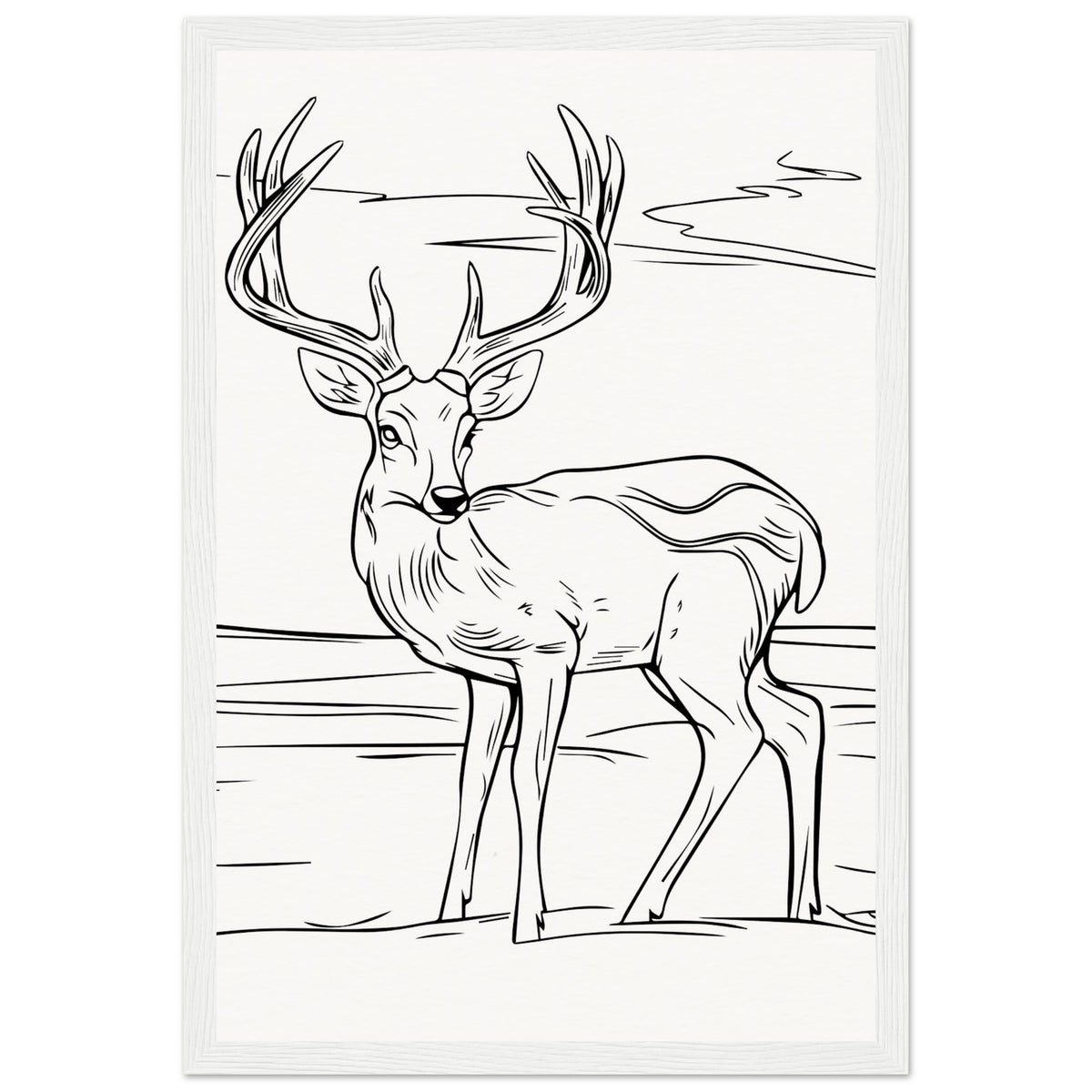 Elegance in Nature - Deer in Line - 30x45 cm 12x18″ White frame - Wooden Framed Posters