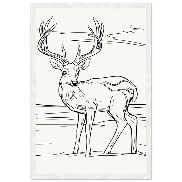 Elegance in Nature - Deer in Line - 30x45 cm 12x18″ White frame - Wooden Framed Posters