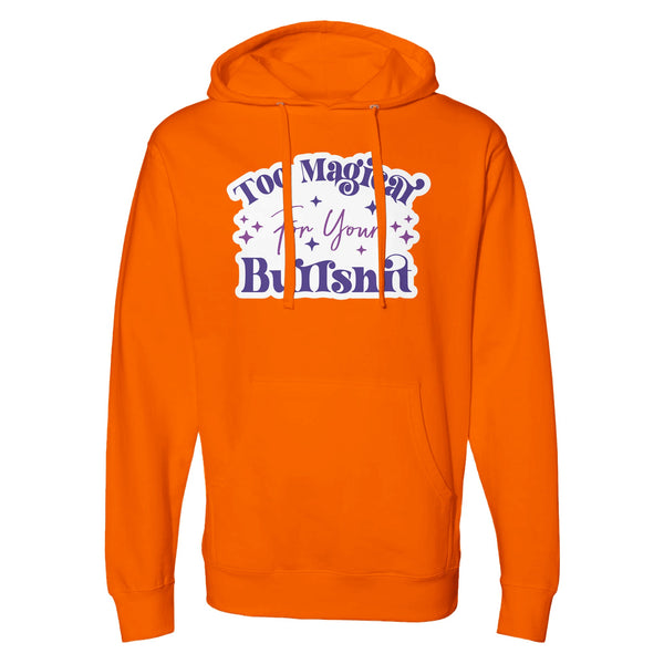 Unapologetic Wit - Embrace 'Too Magiear' Statement - safety orange - Hoodies