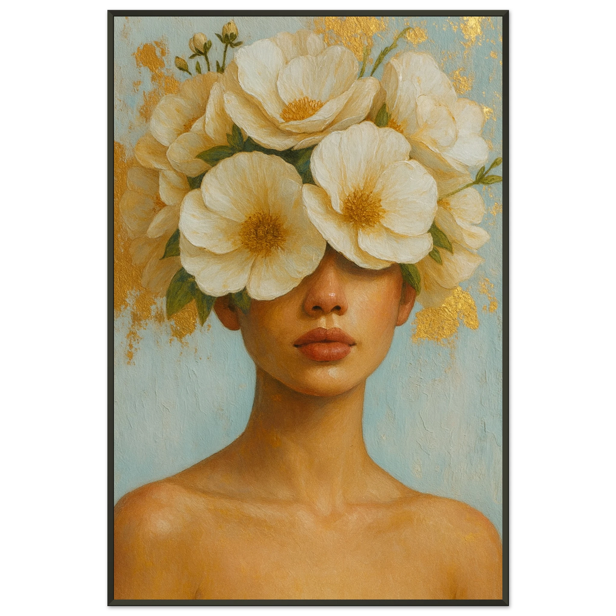 Luxury Wall Art Gift – Metal Framed Poster with Flowers - - Metal Framed Posters