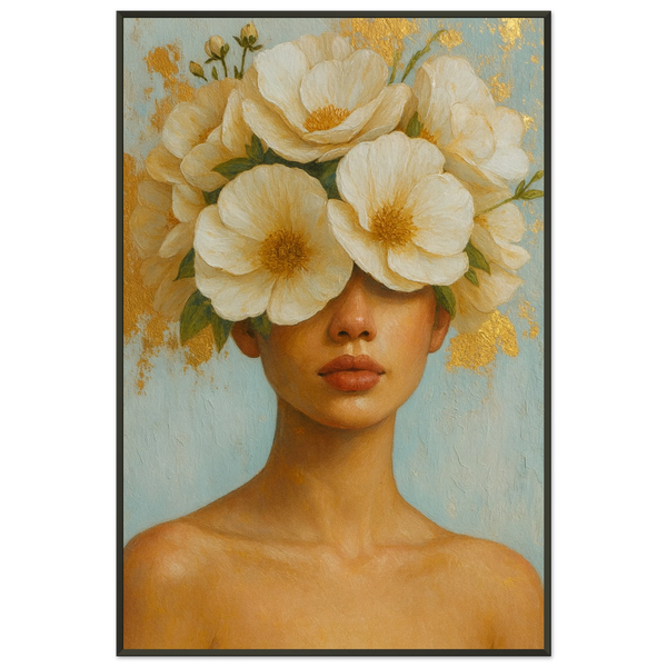 Luxury Wall Art Gift – Metal Framed Poster with Flowers - - Metal Framed Posters