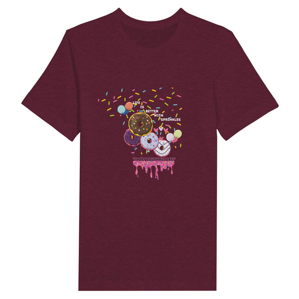 Doughnut Delight - Celebrate Happy Doughnut Day Tee - Heather Cardinal - T-shirts