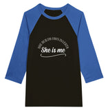 Empowerment in Style - Unisex 3/4 Sleeve Raglan T-shirt - Black and True Royal - T-shirts