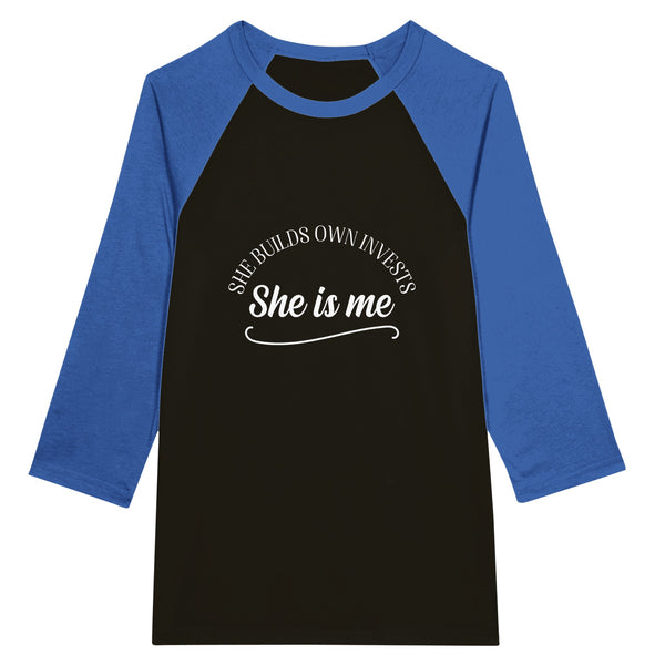 Empowerment in Style - Unisex 3/4 Sleeve Raglan T-shirt - Black and True Royal - T-shirts