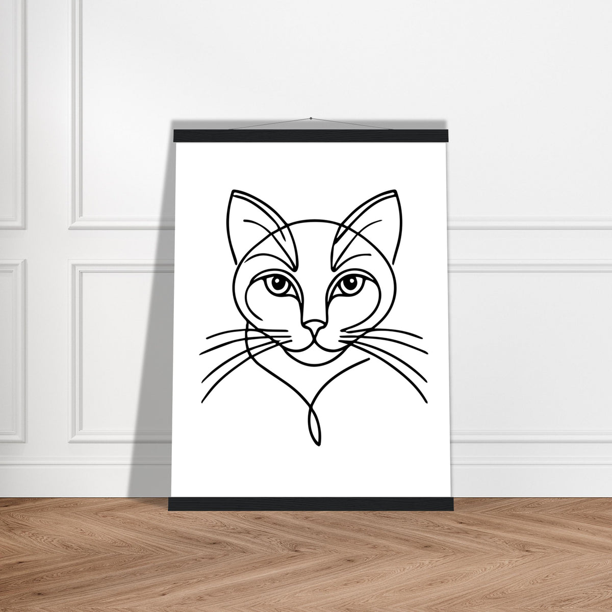 Cat's Gaze - Contemporary Line Art Poster - 45x60 cm 18x24″ Black wall hanger - Posters With Hanger