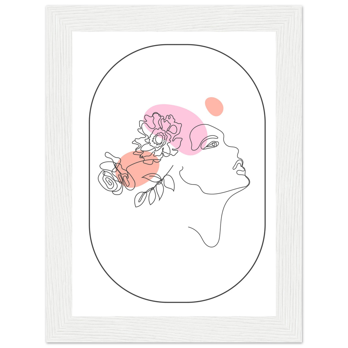 Ethereal Blossom Muse - Framed Line Art Poster - 13x18 cm 5x7″ White frame - Wooden Framed Posters