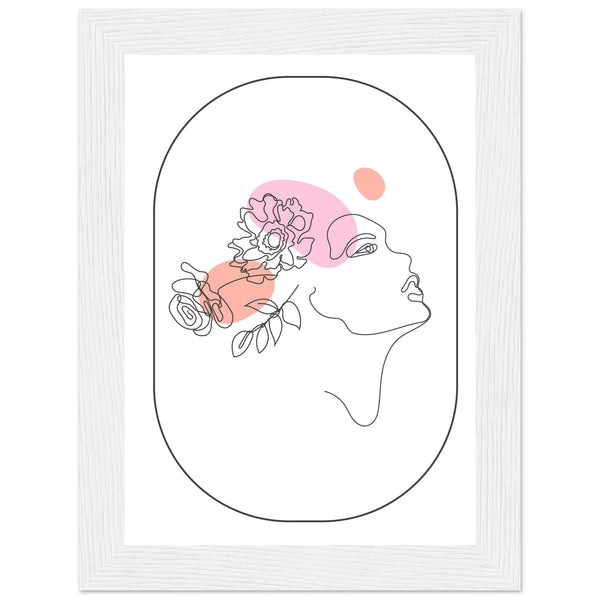 Ethereal Blossom Muse - Framed Line Art Poster - 13x18 cm 5x7″ White frame - Wooden Framed Posters