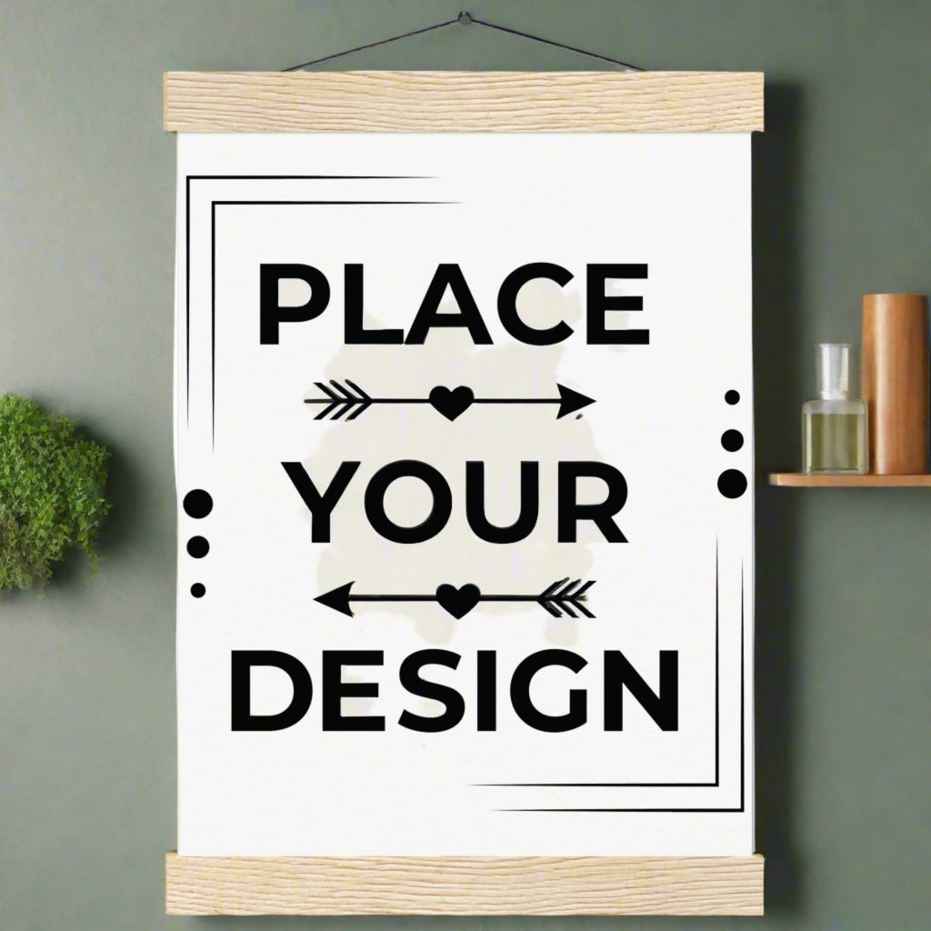 Elevate Your Space - Customizable Premium Matte Paper Poster with Hanger - A4 21x29.7 cm 8x12″ Natural wood wall hanger - Wooden Framed Posters