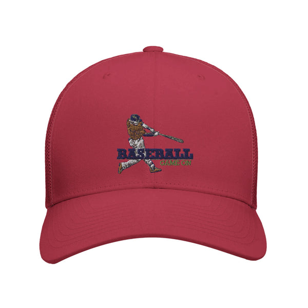 Play Ball in Style - Baseball Game On Cap - Cranberry - Print Material