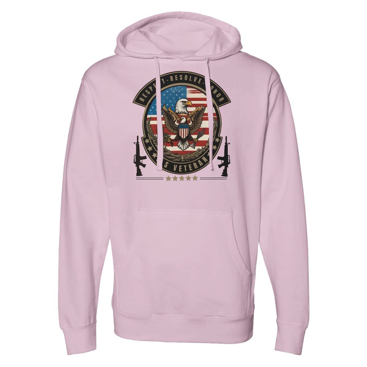 Defender's Emblem - Bold U.S. Veteran Hoodie - Light Pink - Sweatshirts