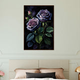 Shadow Bloom - Dark Floral Framed Artwork - Dark wood frame 60x90 cm 24x36″ - Wooden Framed Posters